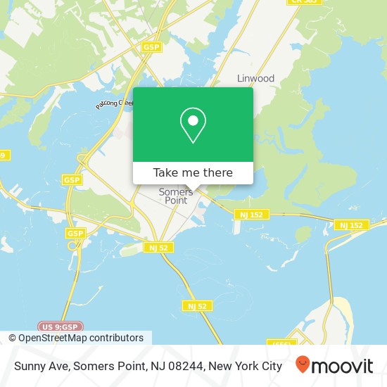 Mapa de Sunny Ave, Somers Point, NJ 08244