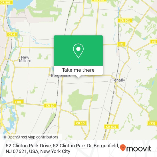 Mapa de 52 Clinton Park Drive, 52 Clinton Park Dr, Bergenfield, NJ 07621, USA