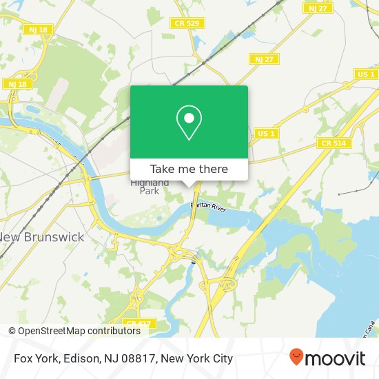 Mapa de Fox York, Edison, NJ 08817