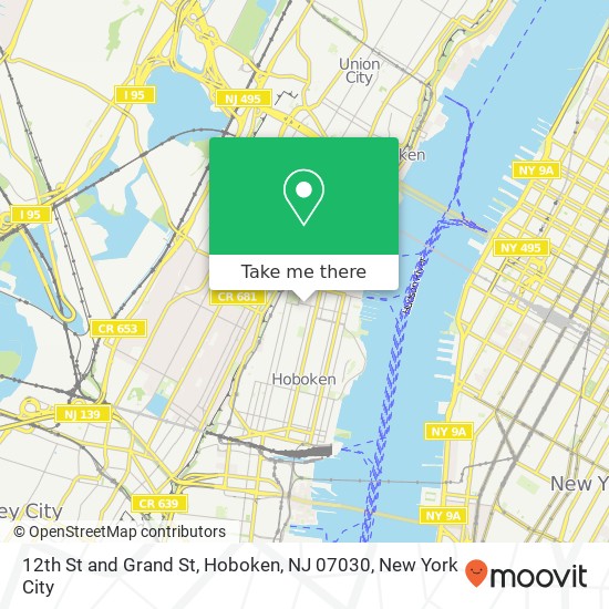 Mapa de 12th St and Grand St, Hoboken, NJ 07030