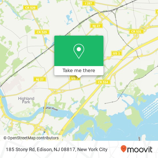 Mapa de 185 Stony Rd, Edison, NJ 08817