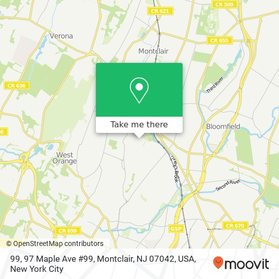 Mapa de 99, 97 Maple Ave #99, Montclair, NJ 07042, USA