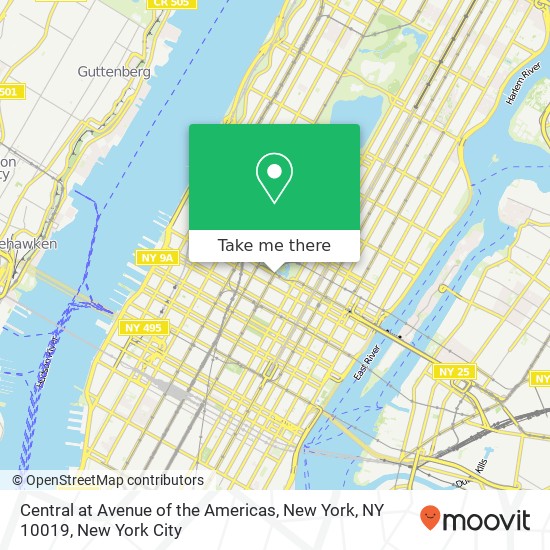 Central at Avenue of the Americas, New York, NY 10019 map