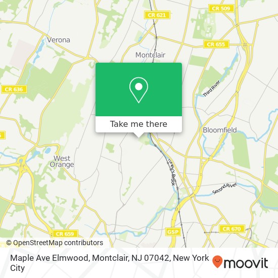 Mapa de Maple Ave Elmwood, Montclair, NJ 07042