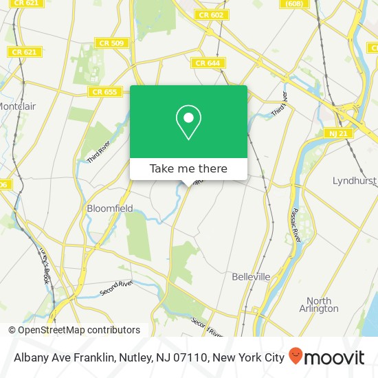 Mapa de Albany Ave Franklin, Nutley, NJ 07110