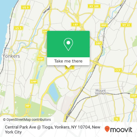 Mapa de Central Park Ave @ Tioga, Yonkers, NY 10704
