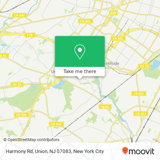 Mapa de Harmony Rd, Union, NJ 07083