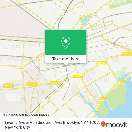 Mapa de Livonia Ave & Van Sinderen Ave, Brooklyn, NY 11207