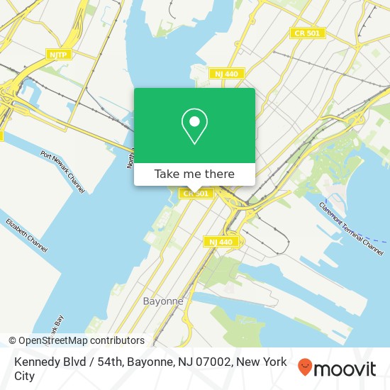 Mapa de Kennedy Blvd / 54th, Bayonne, NJ 07002