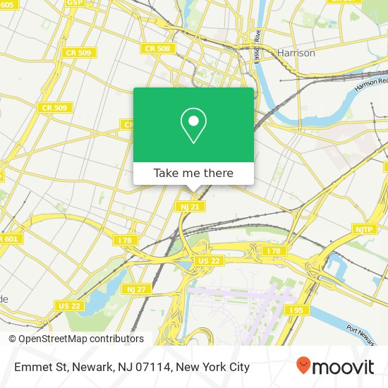 Mapa de Emmet St, Newark, NJ 07114