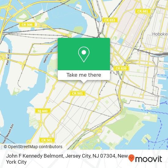 Mapa de John F Kennedy Belmont, Jersey City, NJ 07304