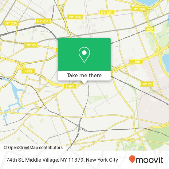 Mapa de 74th St, Middle Village, NY 11379