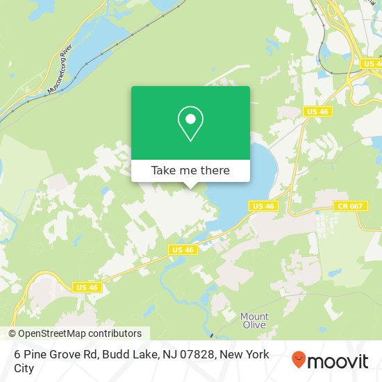 Mapa de 6 Pine Grove Rd, Budd Lake, NJ 07828