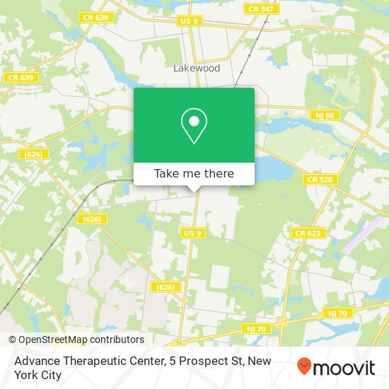 Mapa de Advance Therapeutic Center, 5 Prospect St