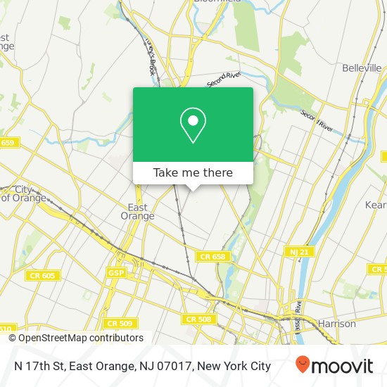 Mapa de N 17th St, East Orange, NJ 07017