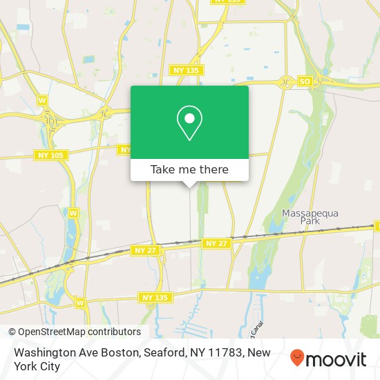 Mapa de Washington Ave Boston, Seaford, NY 11783
