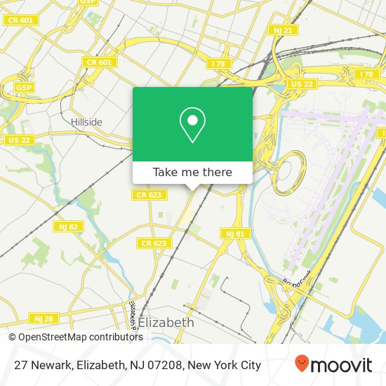 Mapa de 27 Newark, Elizabeth, NJ 07208