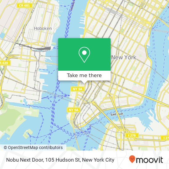 Mapa de Nobu Next Door, 105 Hudson St