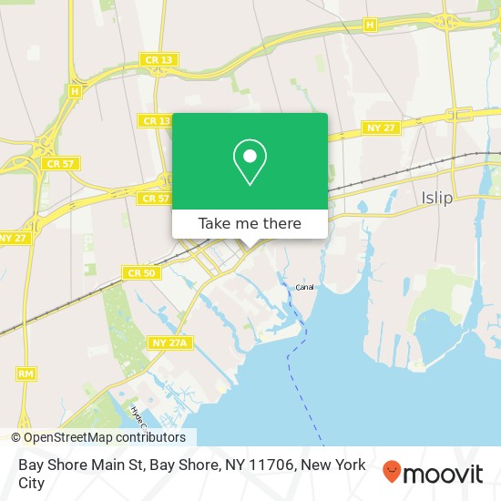 Mapa de Bay Shore Main St, Bay Shore, NY 11706