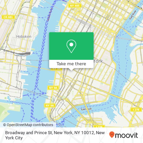 Mapa de Broadway and Prince St, New York, NY 10012