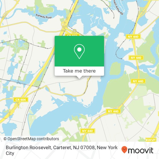 Mapa de Burlington Roosevelt, Carteret, NJ 07008