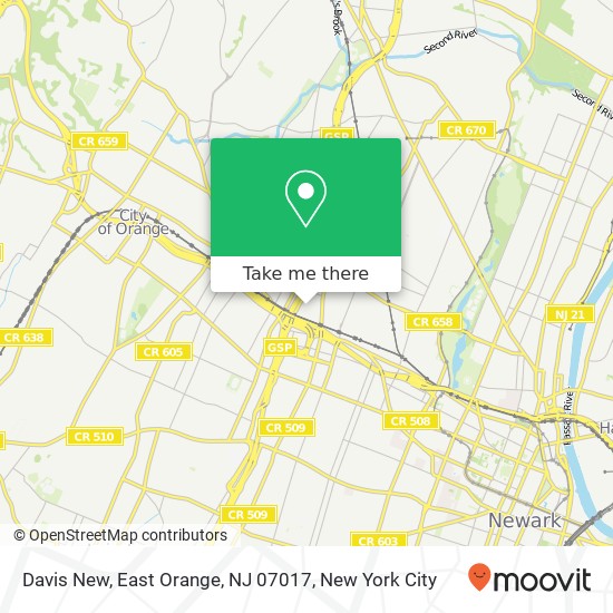 Davis New, East Orange, NJ 07017 map