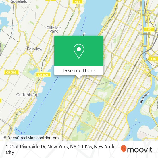 Mapa de 101st Riverside Dr, New York, NY 10025