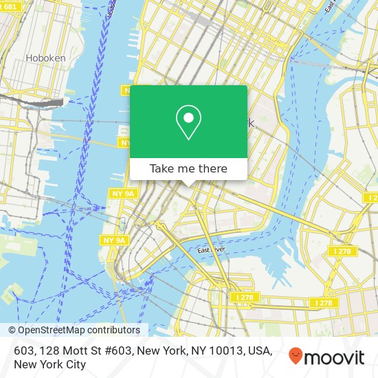 Mapa de 603, 128 Mott St #603, New York, NY 10013, USA