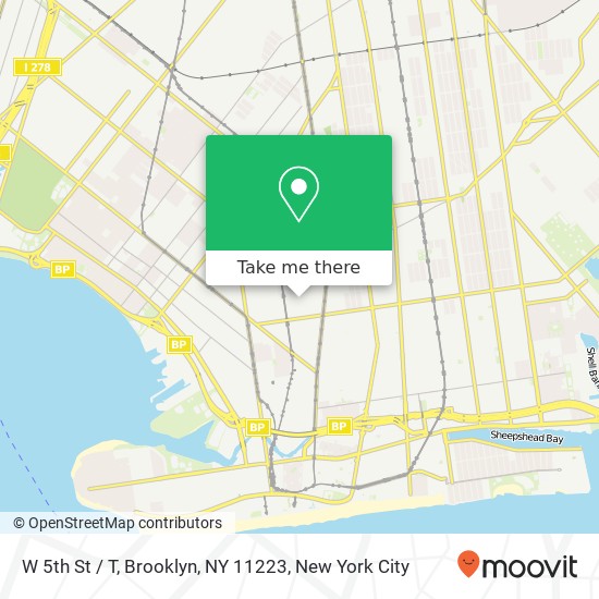 Mapa de W 5th St / T, Brooklyn, NY 11223