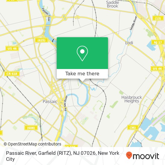 Mapa de Passaic River, Garfield (RITZ), NJ 07026