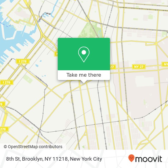 Mapa de 8th St, Brooklyn, NY 11218