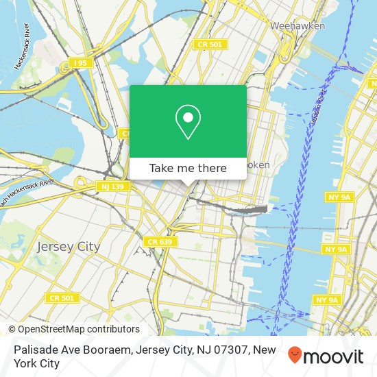 Mapa de Palisade Ave Booraem, Jersey City, NJ 07307