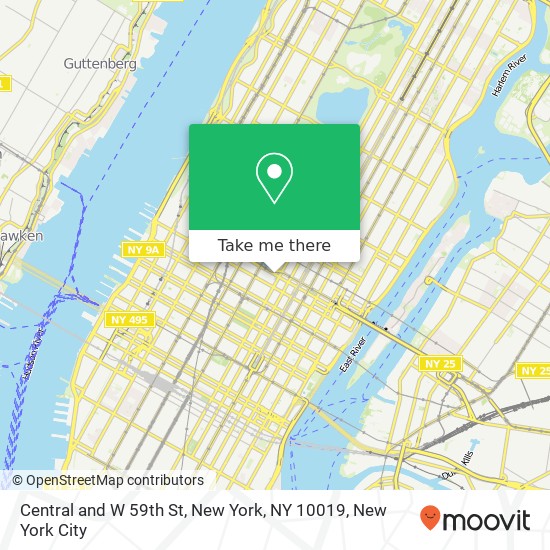 Central and W 59th St, New York, NY 10019 map