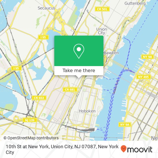 Mapa de 10th St at New York, Union City, NJ 07087