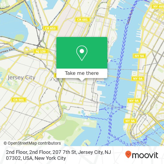 Mapa de 2nd Floor, 2nd Floor, 207 7th St, Jersey City, NJ 07302, USA