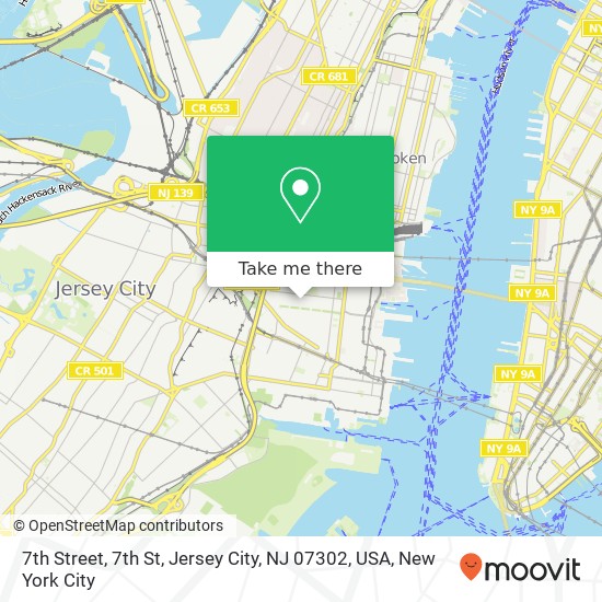 Mapa de 7th Street, 7th St, Jersey City, NJ 07302, USA