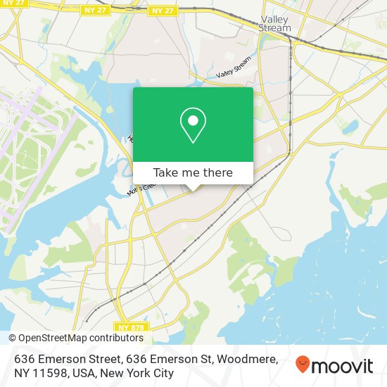 Mapa de 636 Emerson Street, 636 Emerson St, Woodmere, NY 11598, USA