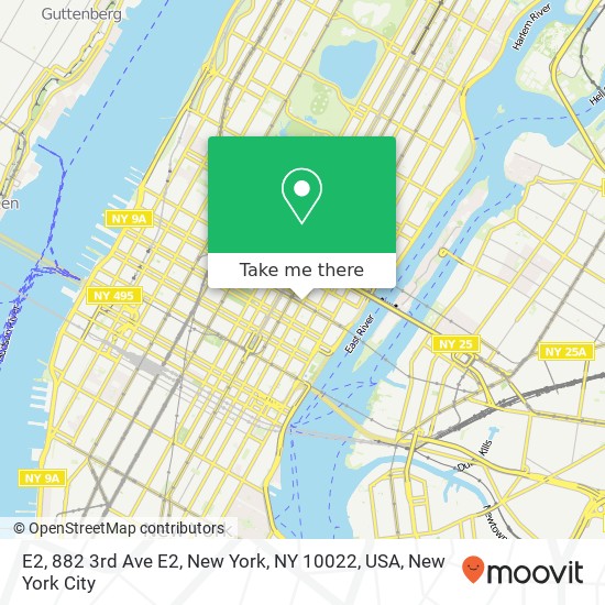 Mapa de E2, 882 3rd Ave E2, New York, NY 10022, USA