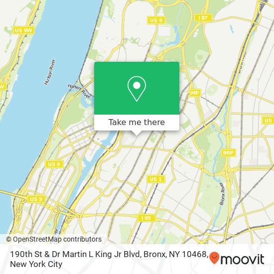 Mapa de 190th St & Dr Martin L King Jr Blvd, Bronx, NY 10468
