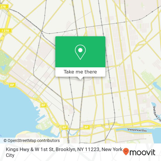 Mapa de Kings Hwy & W 1st St, Brooklyn, NY 11223