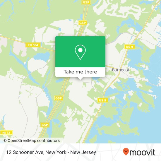 Mapa de 12 Schooner Ave, Barnegat, NJ 08005