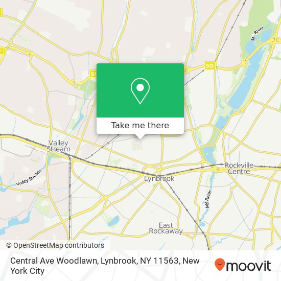 Mapa de Central Ave Woodlawn, Lynbrook, NY 11563