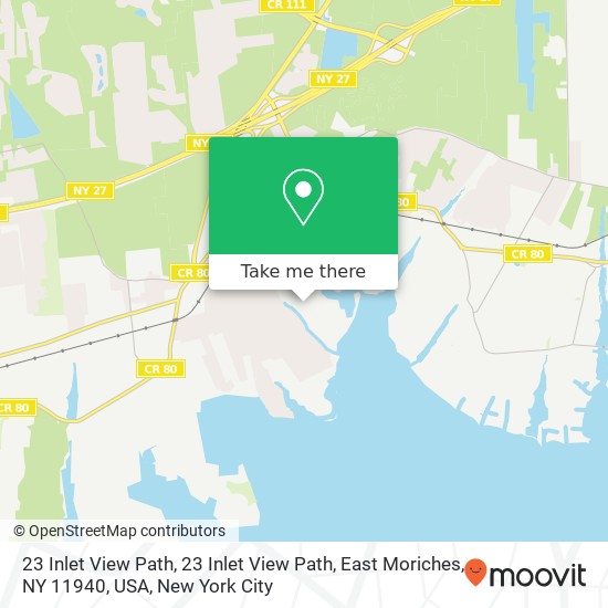 Mapa de 23 Inlet View Path, 23 Inlet View Path, East Moriches, NY 11940, USA