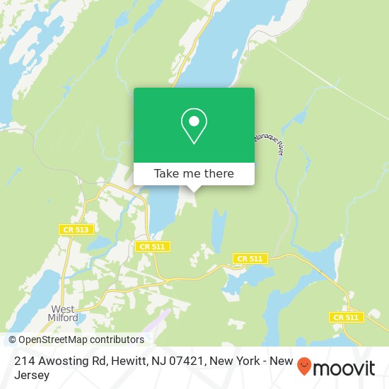 Mapa de 214 Awosting Rd, Hewitt, NJ 07421