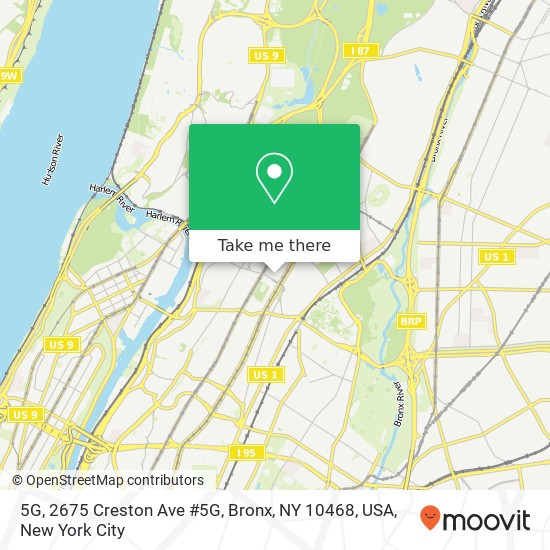 Mapa de 5G, 2675 Creston Ave #5G, Bronx, NY 10468, USA