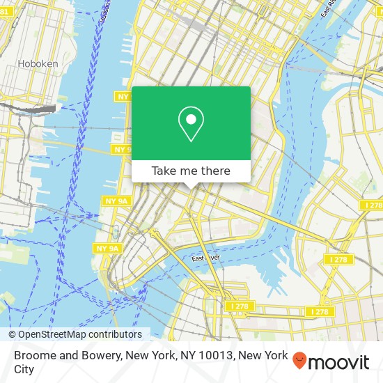 Broome and Bowery, New York, NY 10013 map