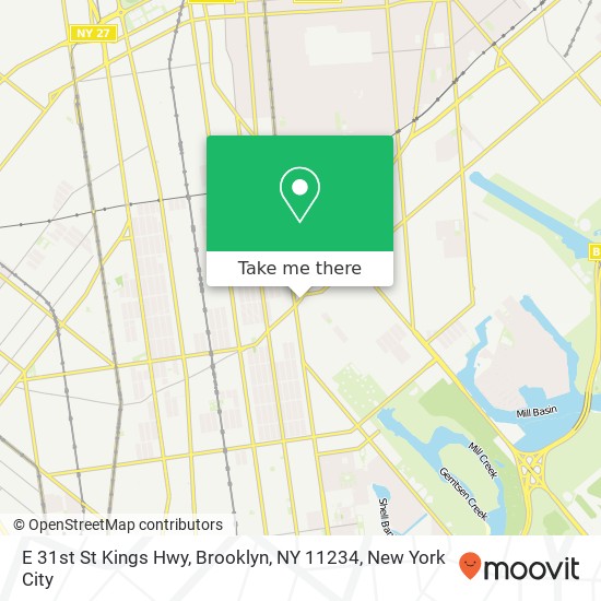 Mapa de E 31st St Kings Hwy, Brooklyn, NY 11234