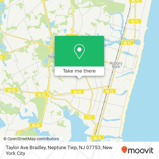 Mapa de Taylor Ave Bradley, Neptune Twp, NJ 07753