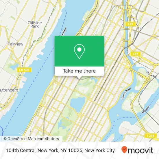 104th Central, New York, NY 10025 map