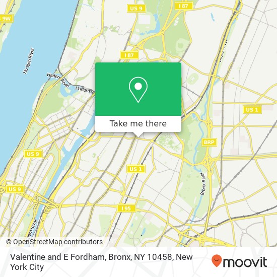 Mapa de Valentine and E Fordham, Bronx, NY 10458